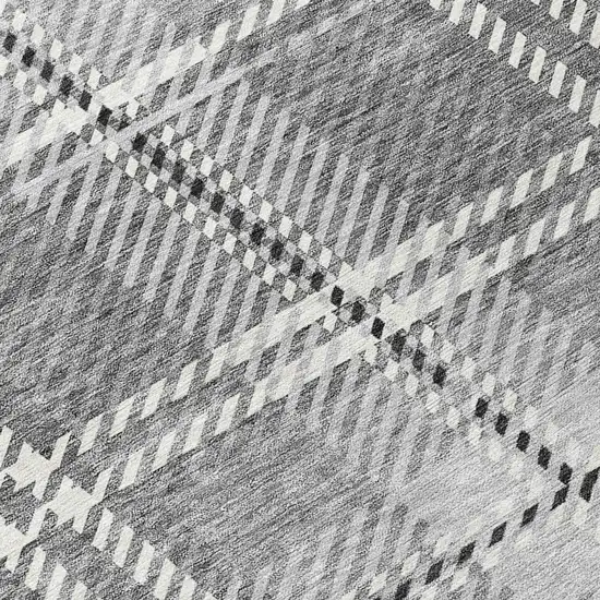 Gray Black And Ivory Plaid Washable Indoor Outdoor Area Rug Photo 4