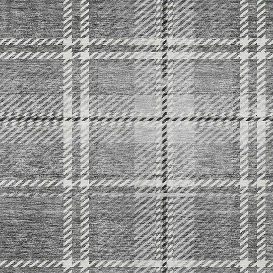 Gray Black And Ivory Plaid Washable Indoor Outdoor Area Rug Photo 6