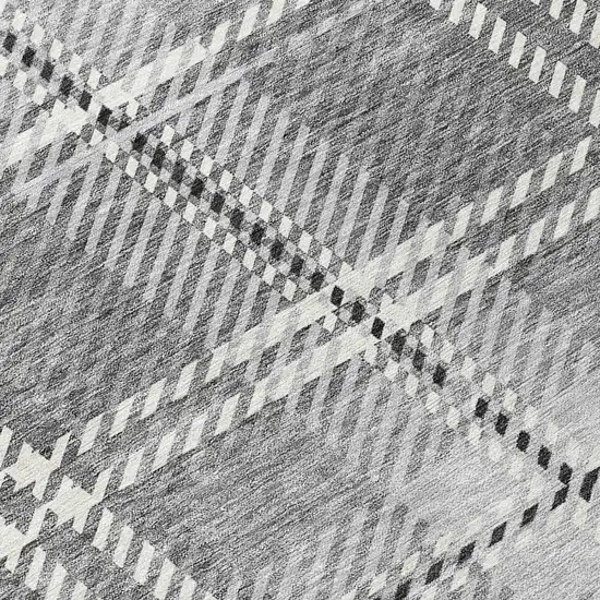 Gray Black And Ivory Plaid Washable Indoor Outdoor Area Rug Photo 5