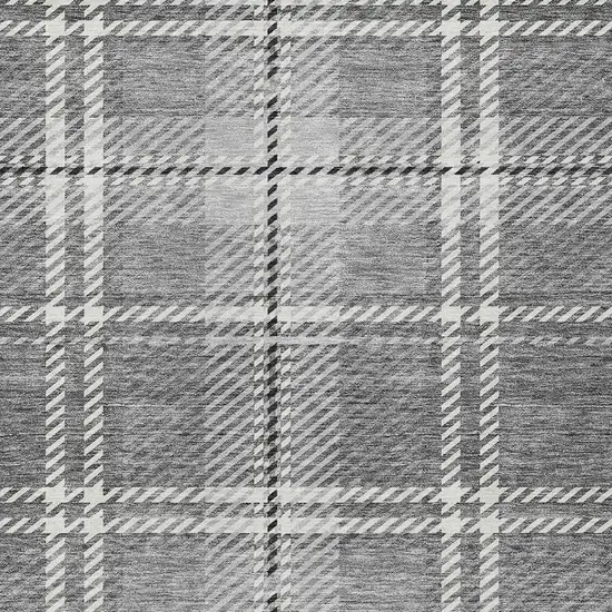 Gray Black And Ivory Plaid Washable Indoor Outdoor Area Rug Photo 6