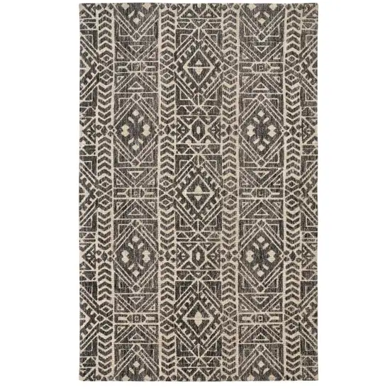 Gray Black And Ivory Striped Stain Resistant Area Rug Photo 2