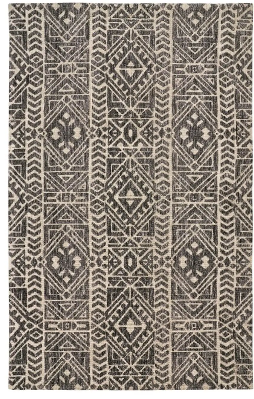 Gray Black And Ivory Striped Stain Resistant Area Rug Photo 2