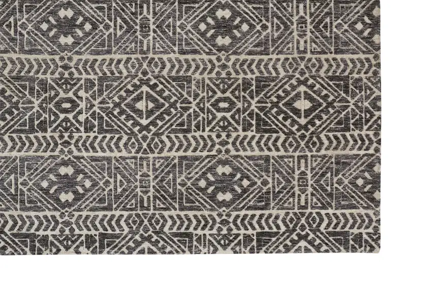 Gray Black And Ivory Striped Stain Resistant Area Rug Photo 3