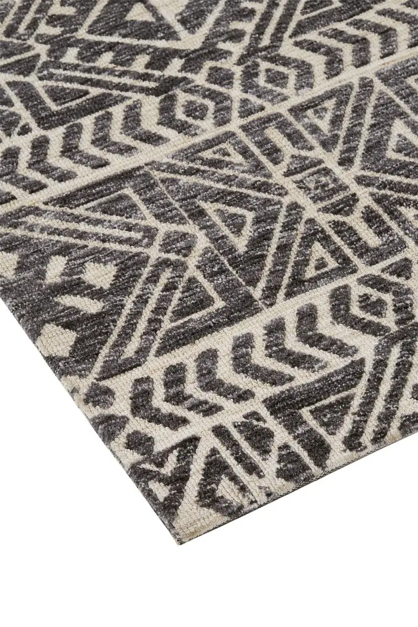 Gray Black And Ivory Striped Stain Resistant Area Rug Photo 6
