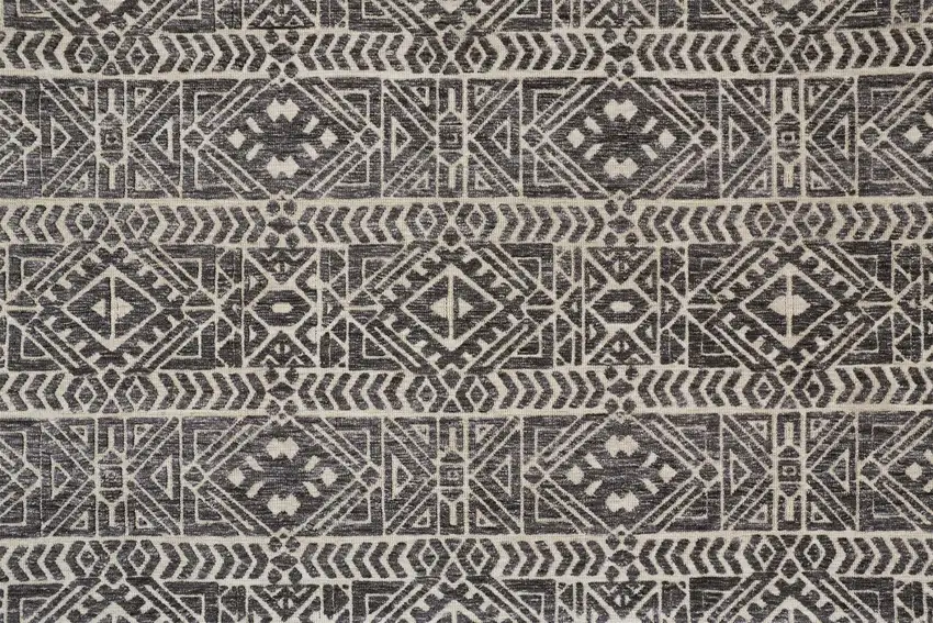 Gray Black And Ivory Striped Stain Resistant Area Rug Photo 5