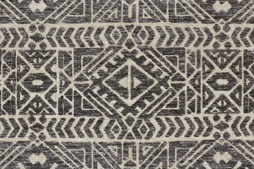 Gray Black And Ivory Striped Stain Resistant Area Rug Photo 8