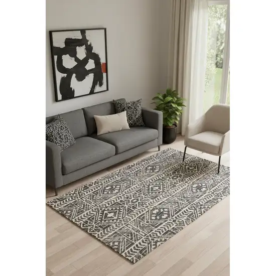Gray Black And Ivory Striped Stain Resistant Area Rug Photo 1