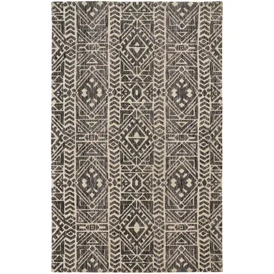 Gray Black And Ivory Striped Stain Resistant Area Rug Photo 2