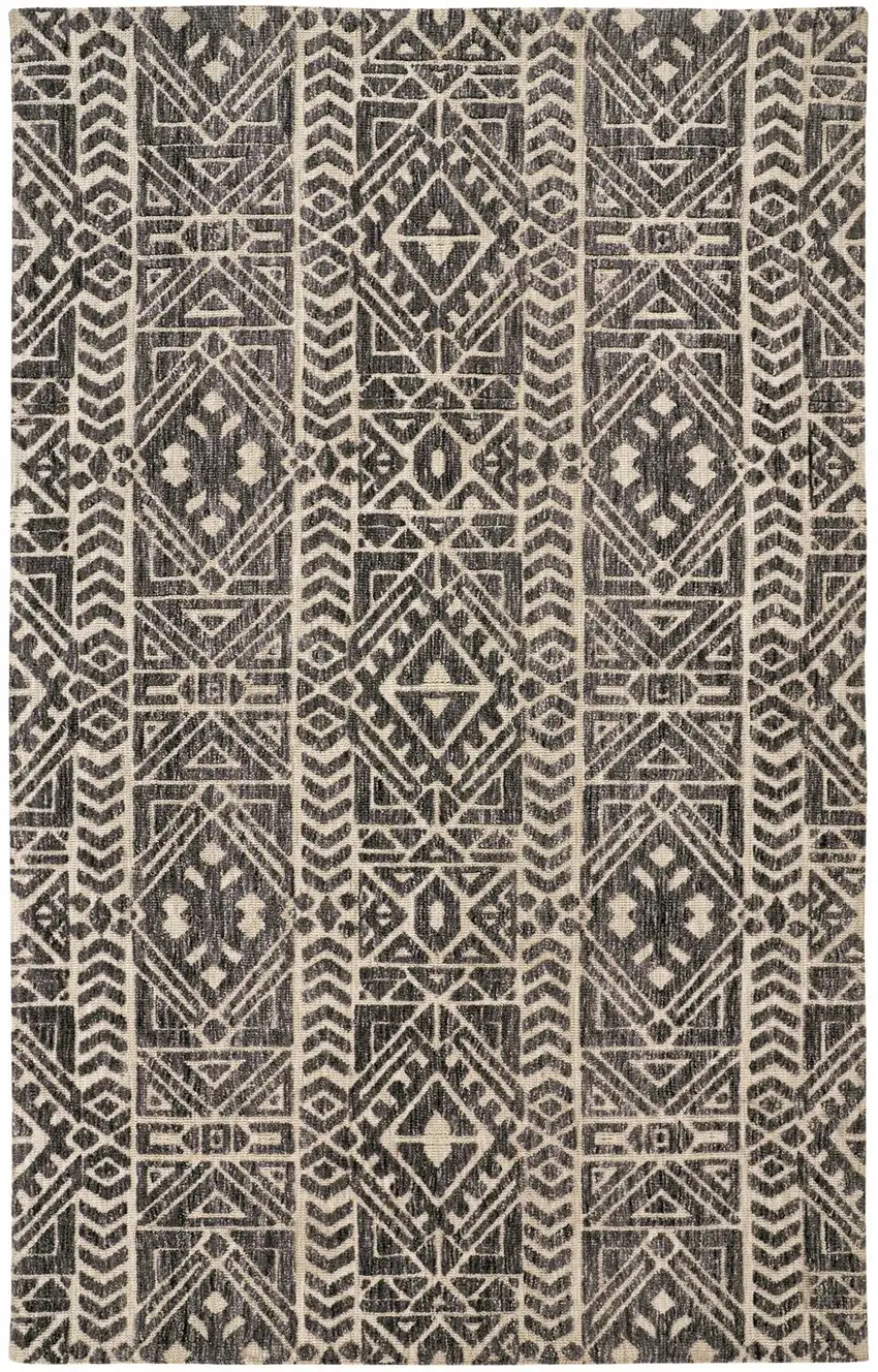 Gray Black And Ivory Striped Stain Resistant Area Rug Photo 2