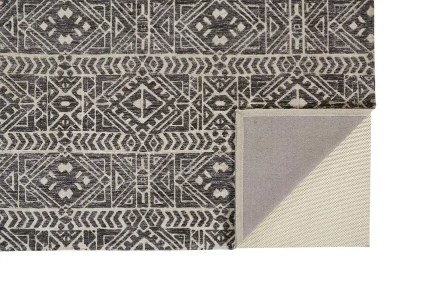 Gray Black And Ivory Striped Stain Resistant Area Rug Photo 2