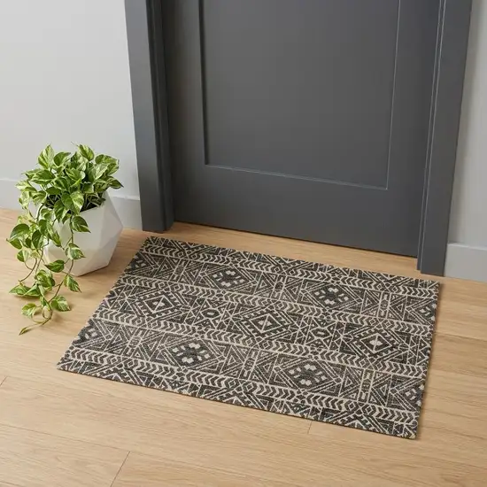 Gray Black And Ivory Striped Stain Resistant Area Rug Photo 1
