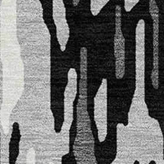 Gray Black And Ivory Striped Washable Indoor Outdoor Area Rug Photo 5