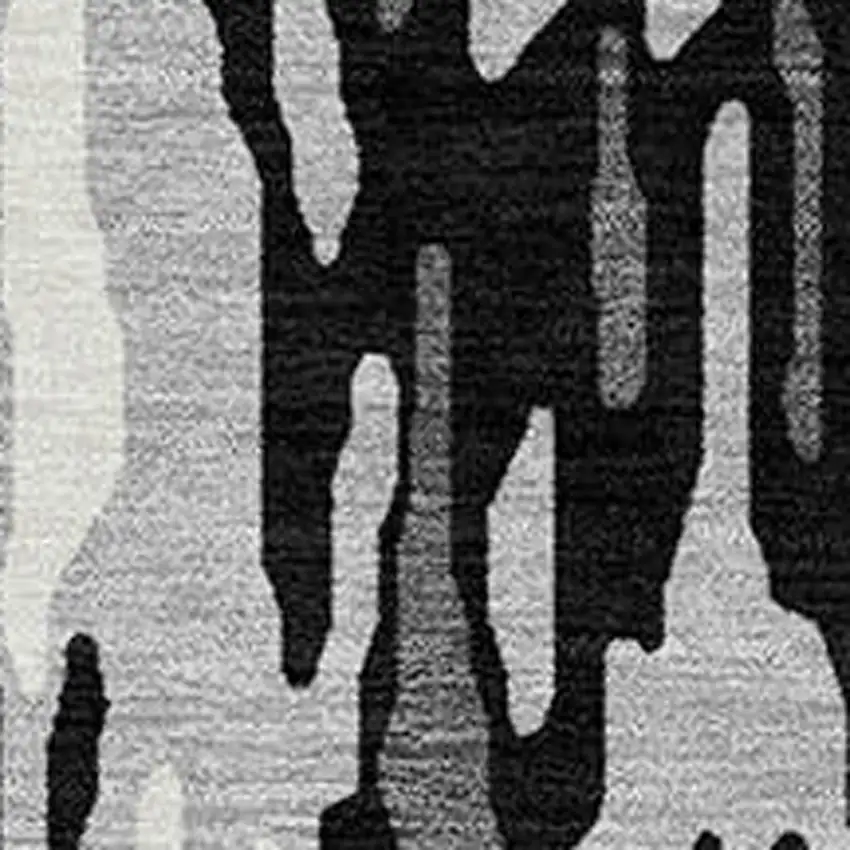 Gray Black And Ivory Striped Washable Indoor Outdoor Area Rug Photo 5