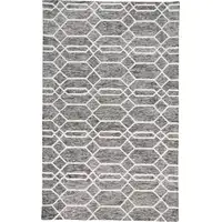 Photo of Gray Black And Ivory Wool Geometric Tufted Handmade Stain Resistant Area Rug