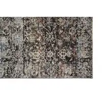 Photo of Gray Black And Red Abstract Distressed Area Rug With Fringe