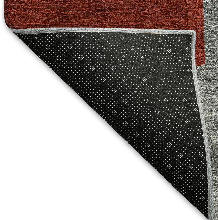 Gray Black And Red Geometric Washable Area Rug With UV Protection Photo 6