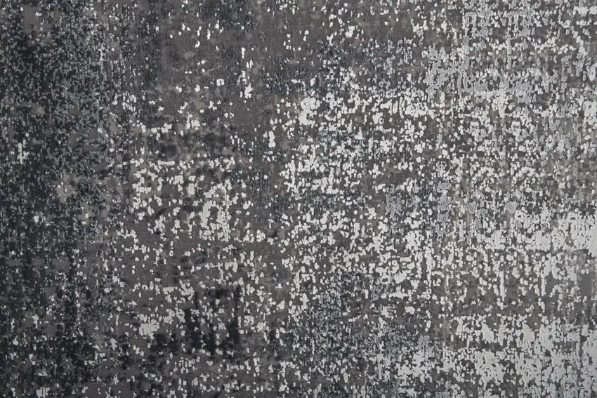 Gray Black And Silver Abstract Power Loom Distressed Area Rug With Fringe Photo 9