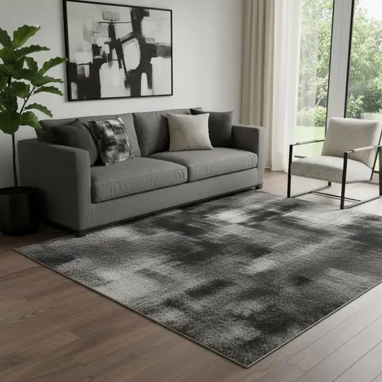 Gray Black And Silver Ombre Washable Area Rug With UV Protection Photo 2