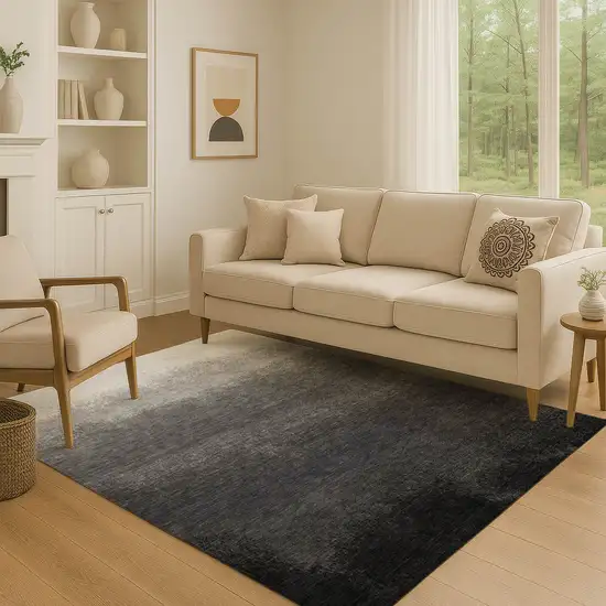 Gray Black And Silver Ombre Washable Area Rug With UV Protection Photo 5