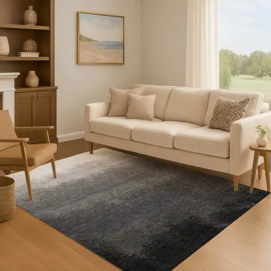 Gray Black And Silver Ombre Washable Area Rug With UV Protection Photo 6