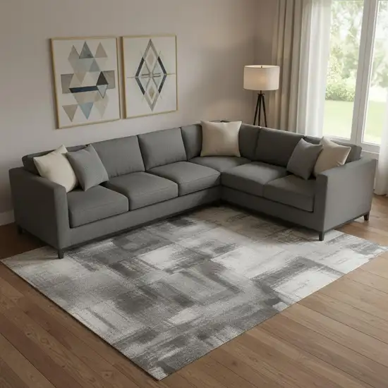 Gray Black And Silver Ombre Washable Area Rug With UV Protection Photo 2