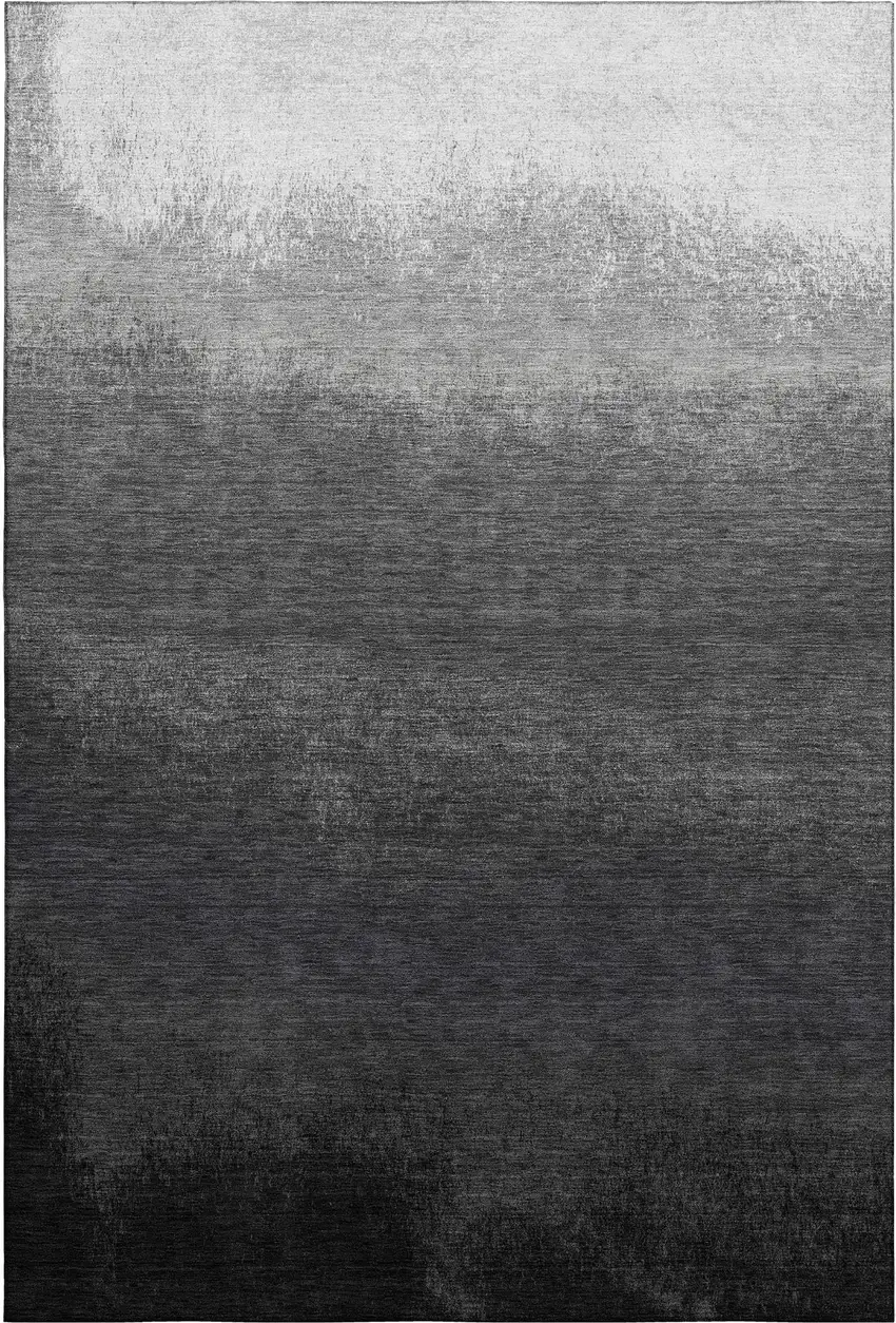 Gray Black And Silver Ombre Washable Area Rug With UV Protection Photo 7