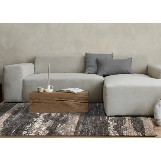 Gray Black And Tan Abstract Area Rug Photo 7