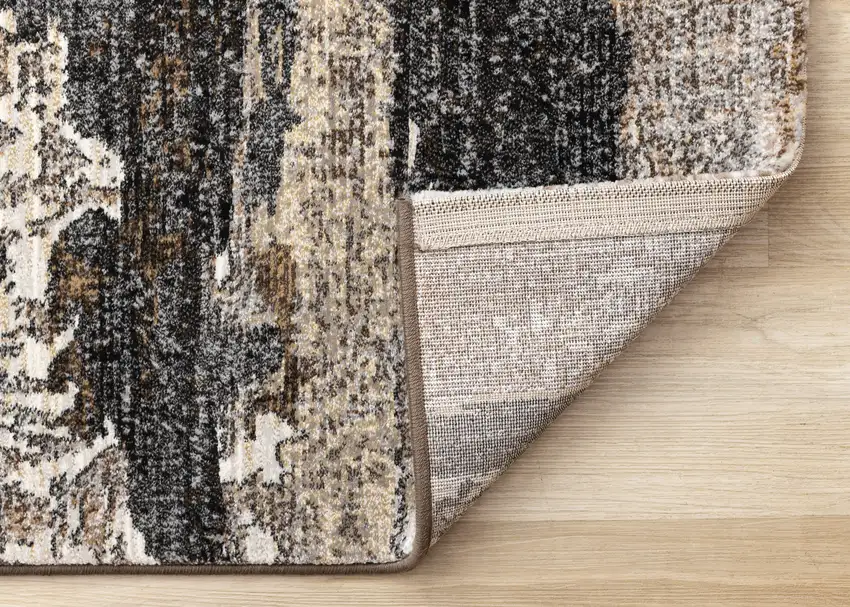 Gray Black And Tan Abstract Area Rug Photo 9