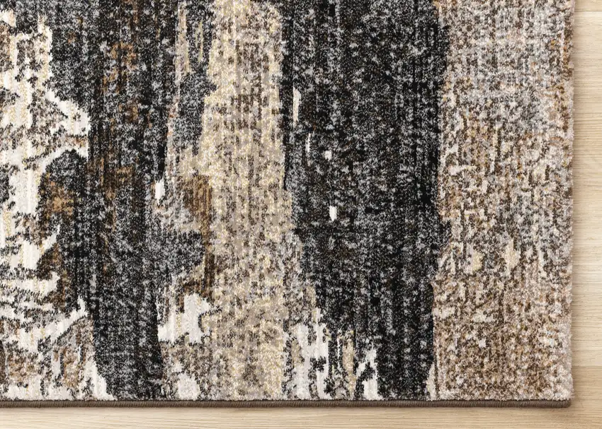 Gray Black And Tan Abstract Area Rug Photo 9