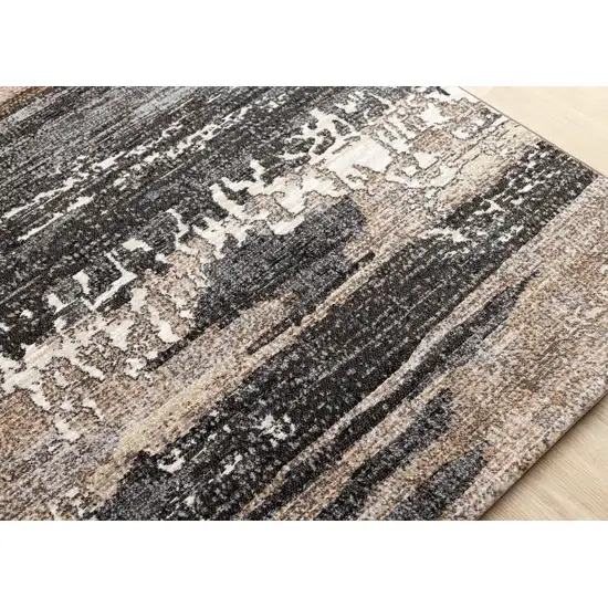 Gray Black And Tan Abstract Area Rug Photo 8