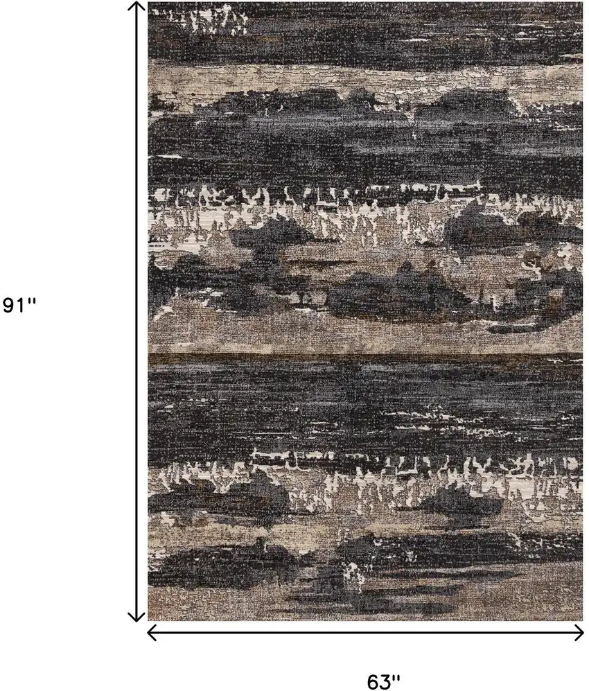 Gray Black And Tan Abstract Area Rug Photo 3