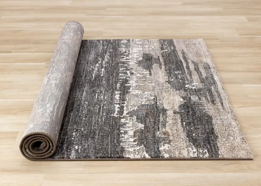Gray Black And Tan Abstract Area Rug Photo 8