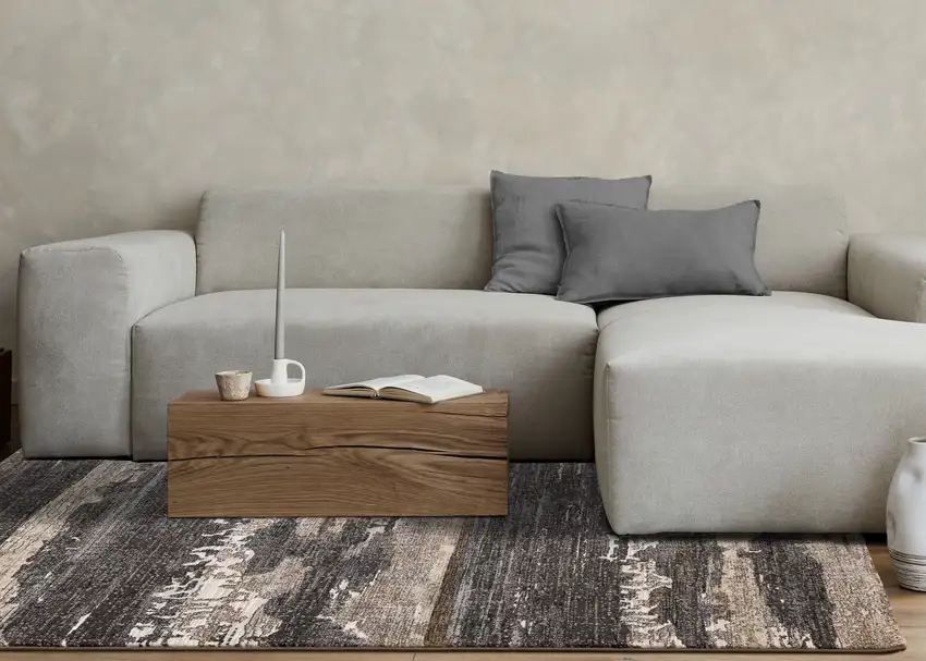 Gray Black And Tan Abstract Area Rug Photo 7