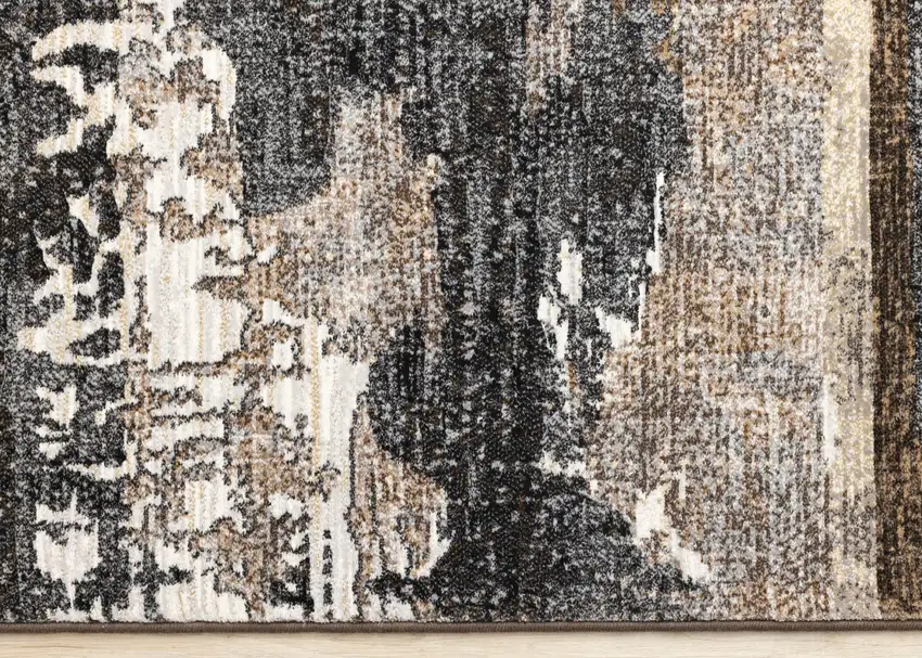 Gray Black And Tan Abstract Area Rug Photo 9