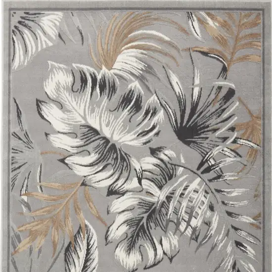 Gray Black And Tan Botanical Leaves Area Rug Photo 7