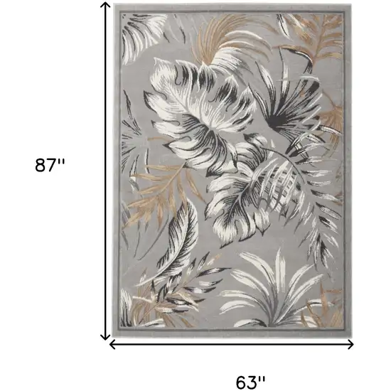 Gray Black And Tan Botanical Leaves Area Rug Photo 3