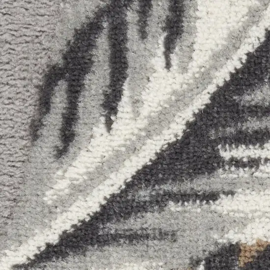 Gray Black And Tan Botanical Leaves Area Rug Photo 3