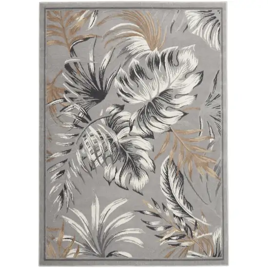 Gray Black And Tan Botanical Leaves Area Rug Photo 8