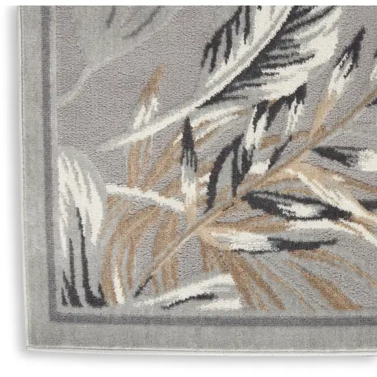 Gray Black And Tan Botanical Leaves Area Rug Photo 9