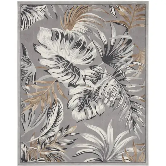 Gray Black And Tan Tropical Floral Area Rug Photo 2