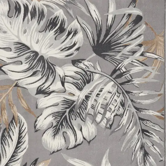Gray Black And Tan Tropical Floral Area Rug Photo 7