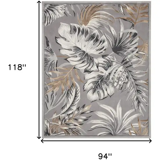 Gray Black And Tan Tropical Floral Area Rug Photo 3