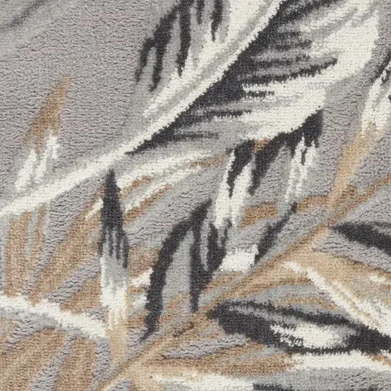 Gray Black And Tan Tropical Floral Area Rug Photo 4