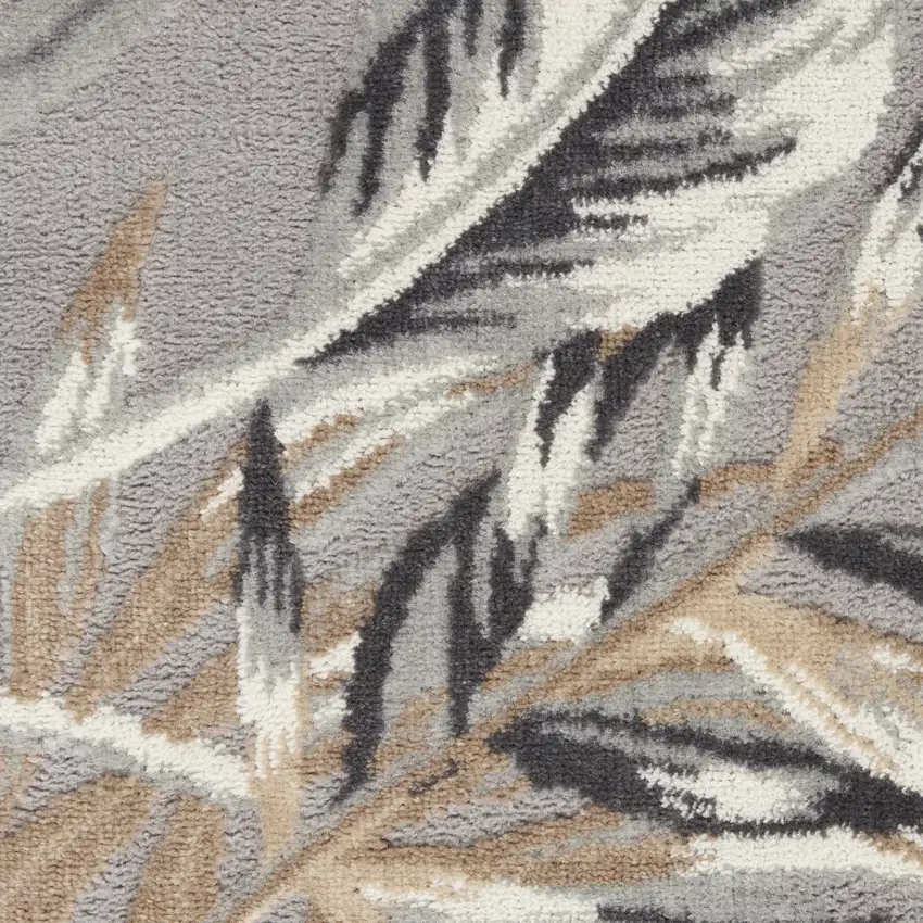 Gray Black And Tan Tropical Floral Area Rug Photo 4