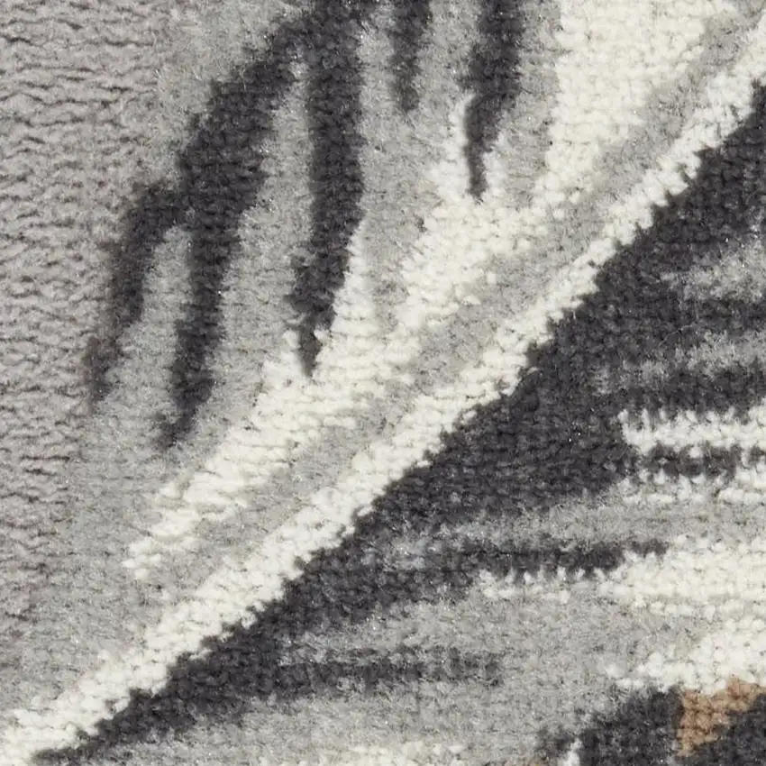 Gray Black And Tan Tropical Floral Area Rug Photo 3