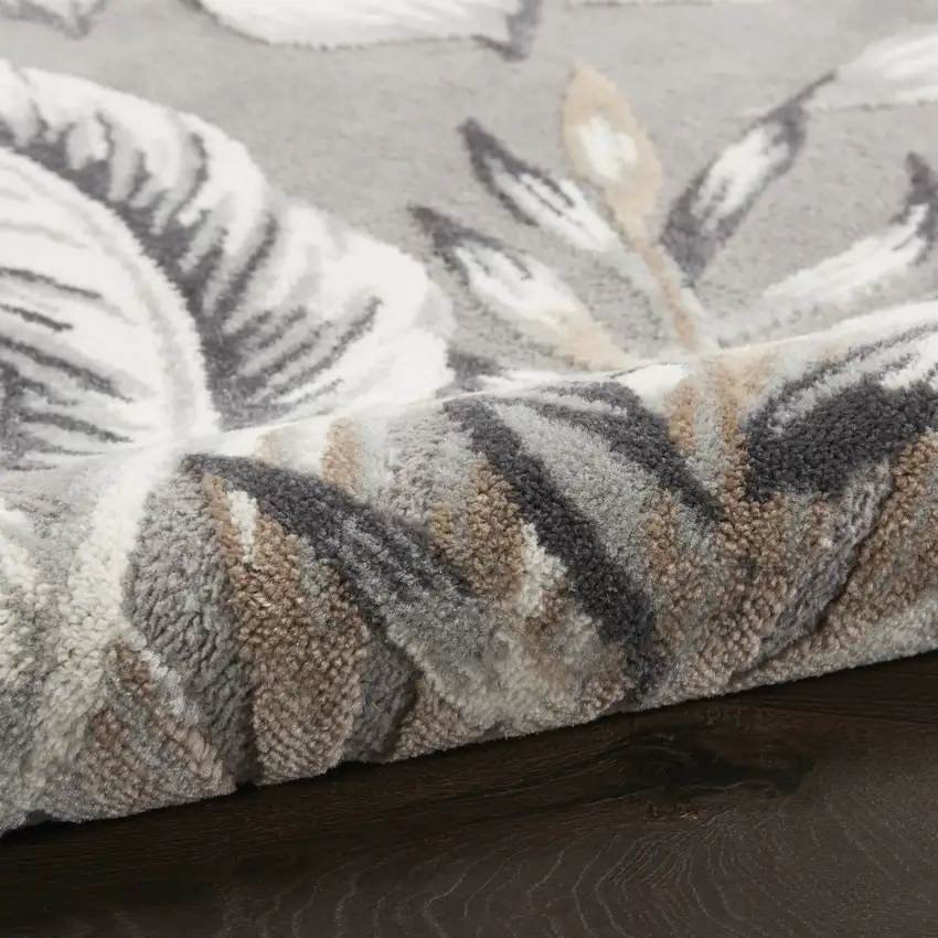 Gray Black And Tan Tropical Floral Area Rug Photo 9