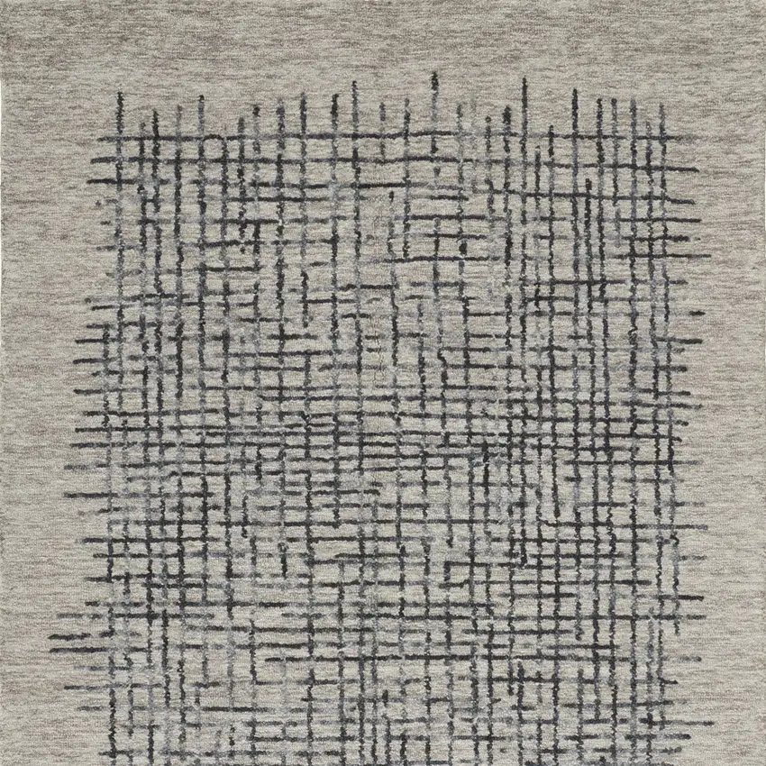 Gray Black And Tan Wool Plaid Tufted Handmade Stain Resistant Area Rug Photo 3
