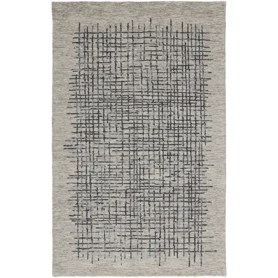 Gray Black And Tan Wool Crosshatch Hand Tufted Area Rug Photo 2