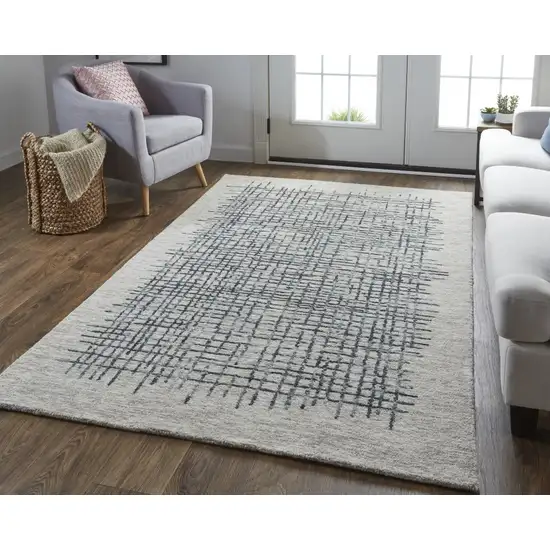 Gray Black And Tan Wool Crosshatch Hand Tufted Area Rug Photo 7