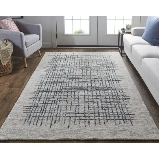 Gray Black And Tan Wool Crosshatch Hand Tufted Area Rug Photo 6